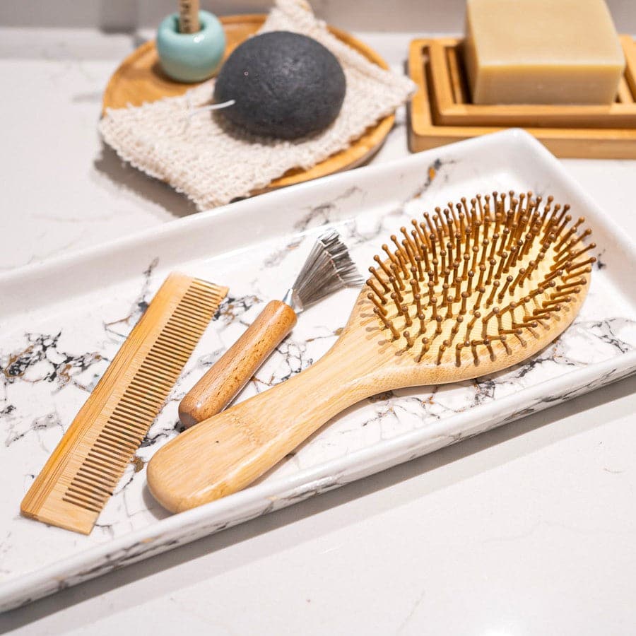 All - in - one Bamboo Hair Brush Set - Ecovie