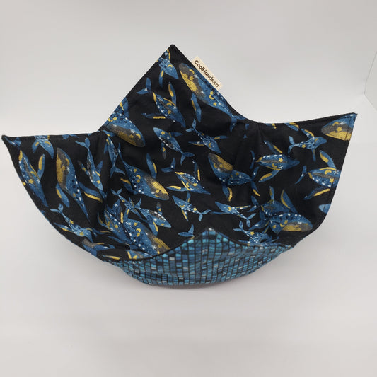 100% Cotton Microwavable Bowl Cozy - Deep Blue Sea
