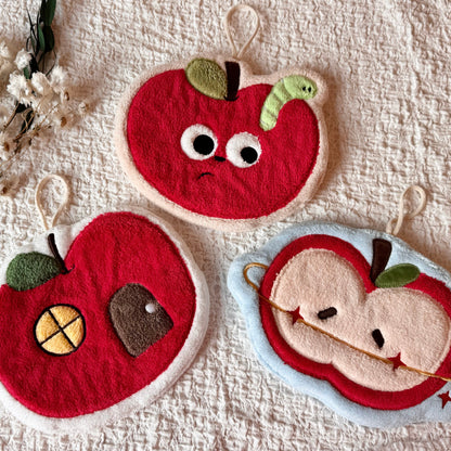 Set of 3 Cute Apple Hanging Hand Towels - Ecoesse