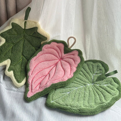 Set of 3 Modern Leaf Hanging Hand Towel