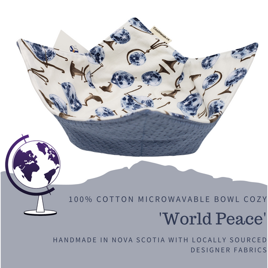 100% Cotton Microwavable Bowl Cozy - World Peace