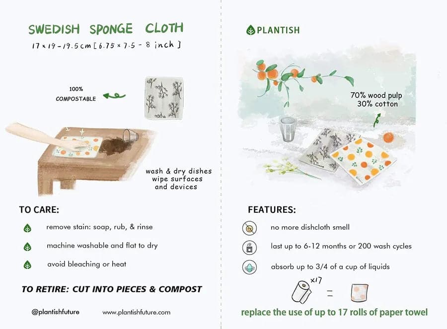 Orange - Swedish Sponge Cloth - Ecoesse 