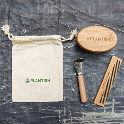 On-The-Go Bamboo Hair Brush Set - Ecoesse 