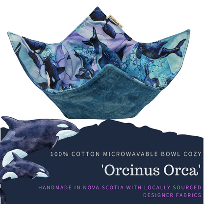 100% Cotton Microwavable Bowl Cozy - Orcinus Orca