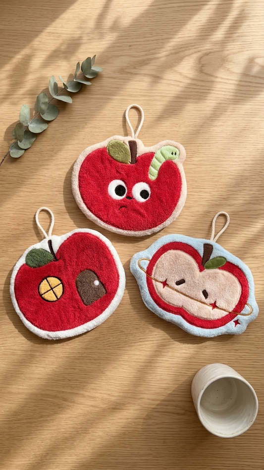 Set of 3 Cute Apple Hanging Hand Towels