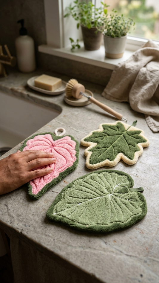 Set of 3 Modern Leaf Hanging Hand Towel