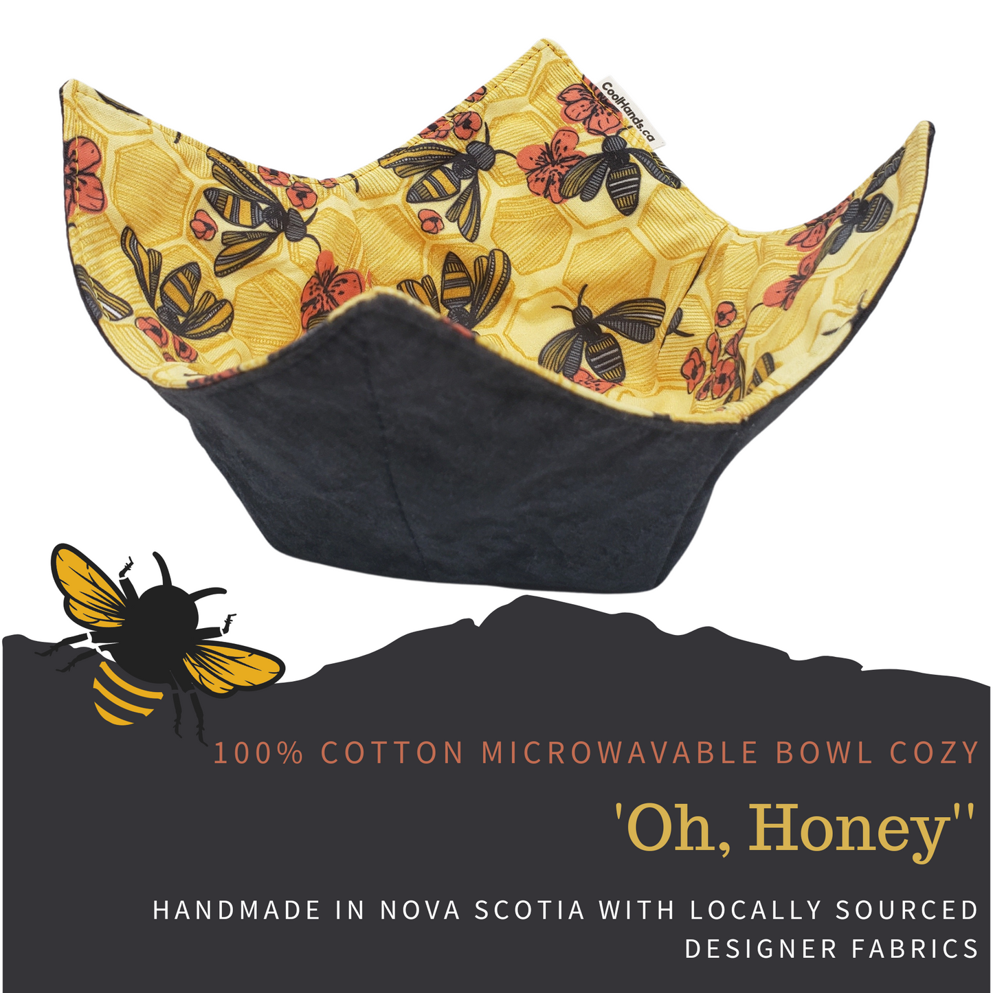 100% Cotton Microwavable Bowl Cozy - Oh, Honey..